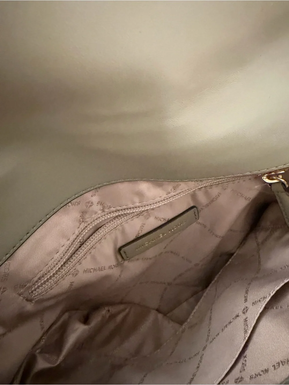 Michael Kors Taupe Leather Crossbody Bag with Gold Accents